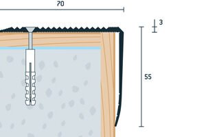 Lišta na schody vŕtaná 70x55 mm
