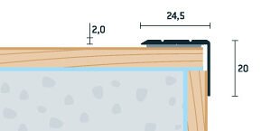 Lišta na schody hliníková samolepiaca 24,5x20 mm