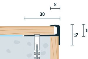 Lišta na schody 30x17, pre podlahy hrúbky 7mm