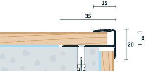 Lišta na schody 35x20, pre podlahy hrúbky 8mm