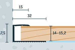 Ukončovacia lišta 32x17,5 mm, pre hrúbku podlahy 14-15,2 mm