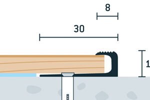 Ukončovacia lišta 30x10 mm, pre podlahy hrúbky 7 mm