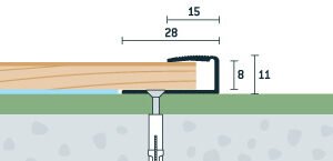 Ukončovacia lišta 28x11 mm, pre hrúbku 8 mm