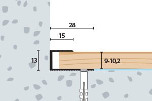 Ukončovacia lišta 28x13 mm, pre hrúbku podlahy 9-10,2 mm